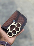 Brass Knuckle Duster – Handcrafted Pure Brass EDC with Leather Case