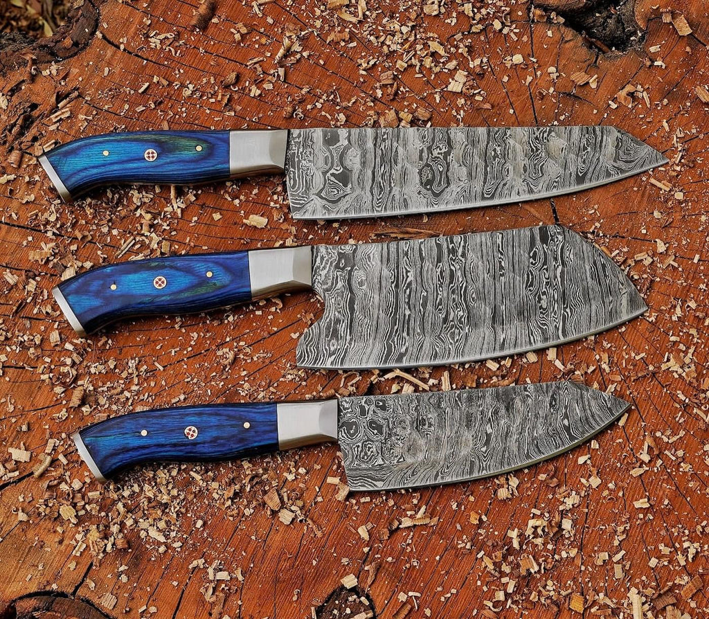 Custom Handmade Damascus Knife Set - 3 to 8 Inches