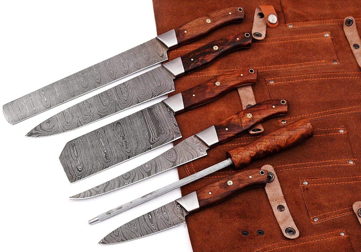 Custom Handmade Damascus Steel Chef’s Knife with Rosewood Handle – 8-Inch Blade