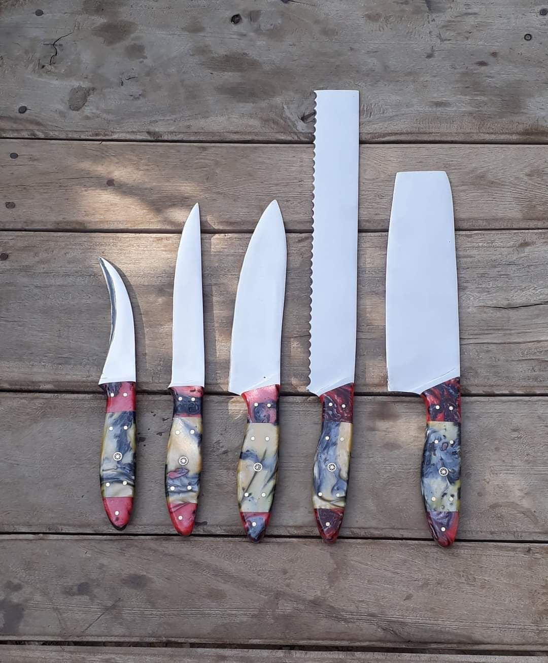 Custom Handmade J2 Hand Forged Kitchen Knives Set
