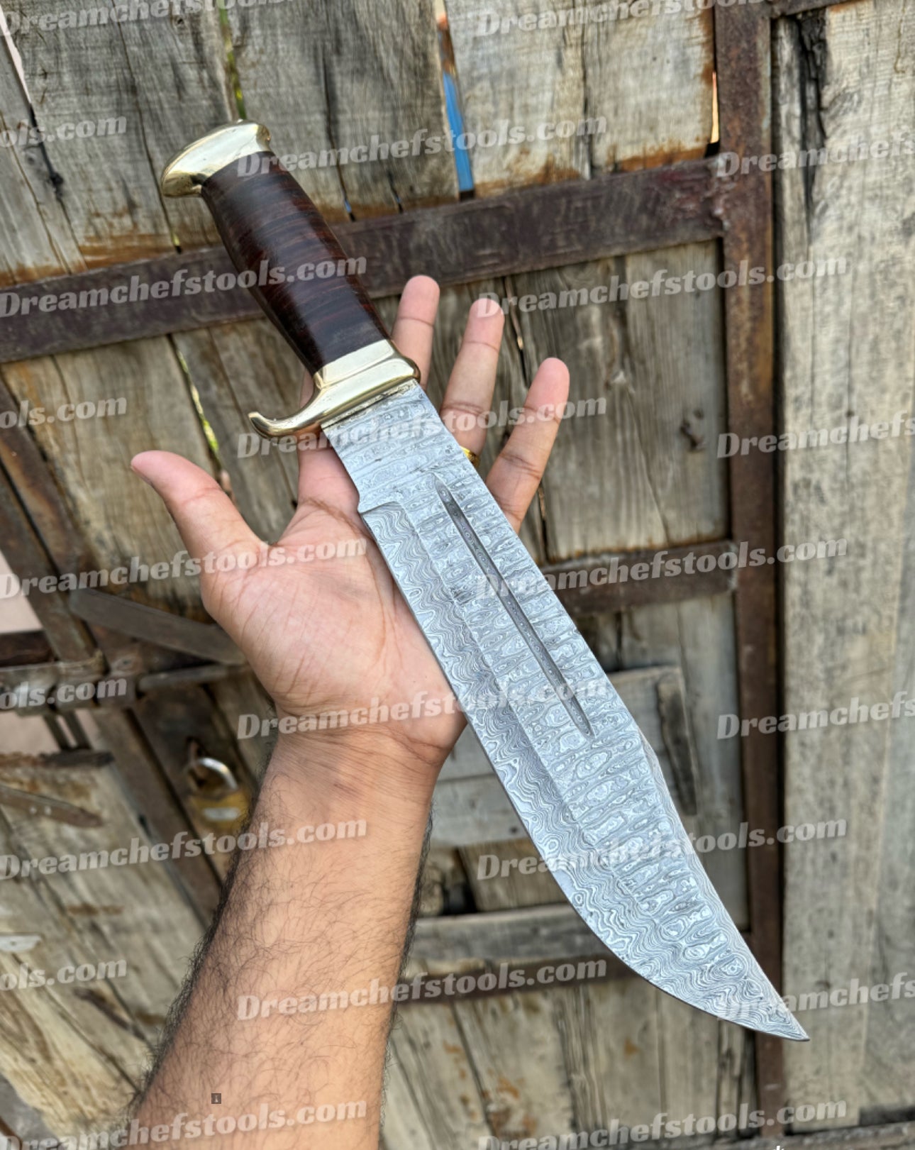 Damascus Hunting Knife, Crocodile Dundee Bowie Knife, Damascus Fixed Blade Knife, Gigantic Damascus Knife