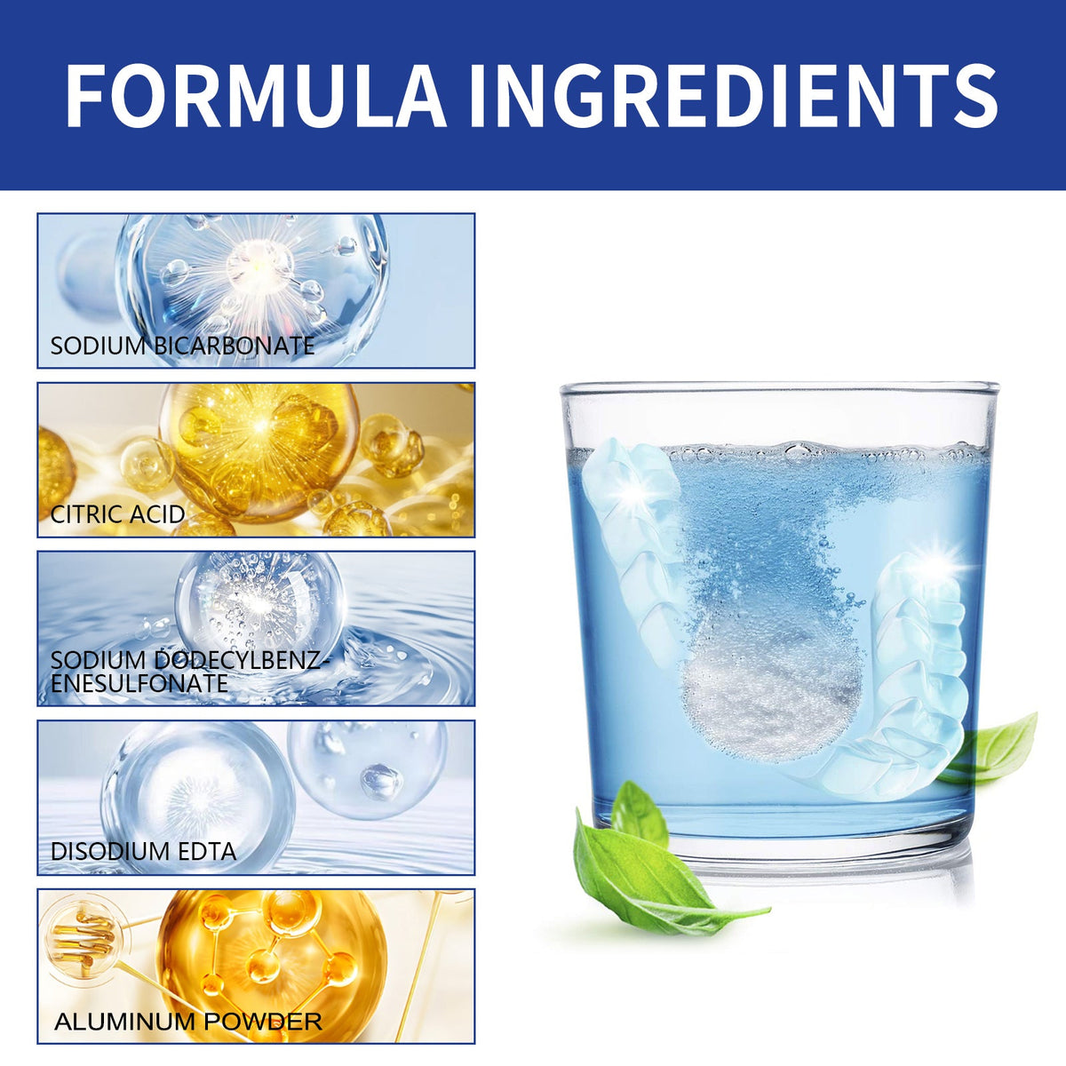 Denture Cleaning Tablet, White Denture Fresh Breath Oral Care Cleaning Tablet