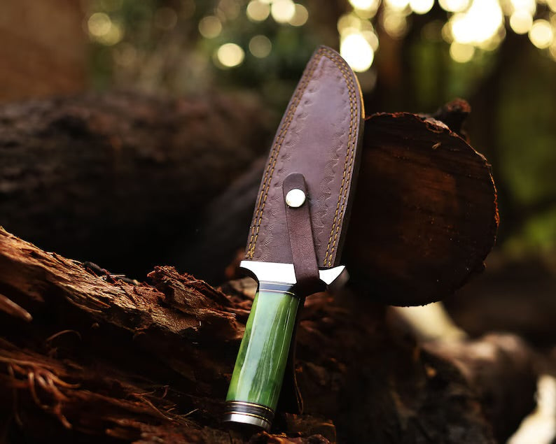 Custom Handmade Jim Bowie Knife – 12” J2 Steel Blade with Camel Bone Handle & Leather Sheath