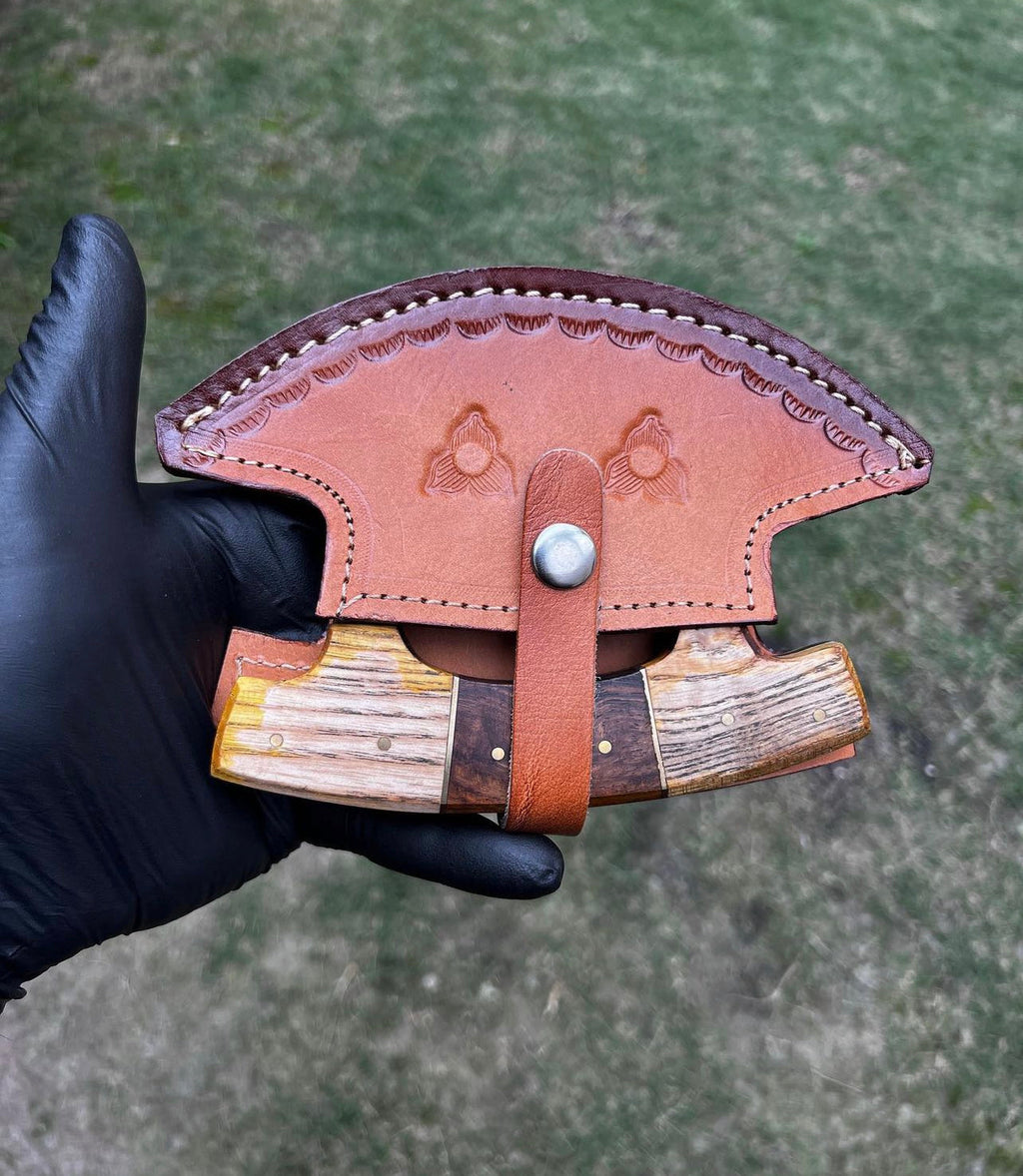 Unique Custom Made Damascus Ulu Knife