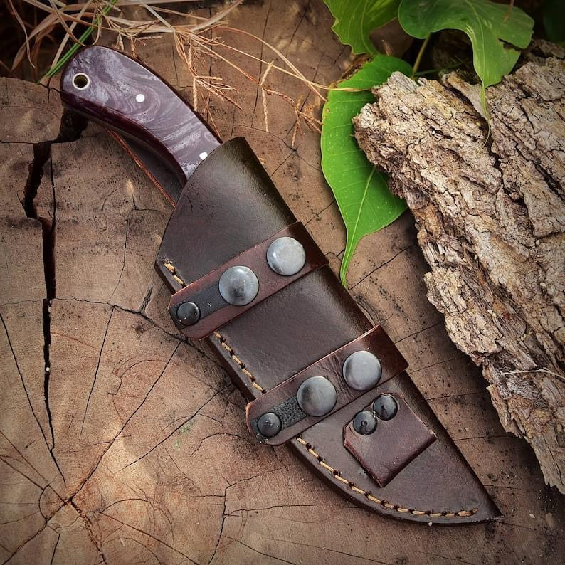 Best Skinning Knife 8” Handmade Damascus Steel with Resin Handle