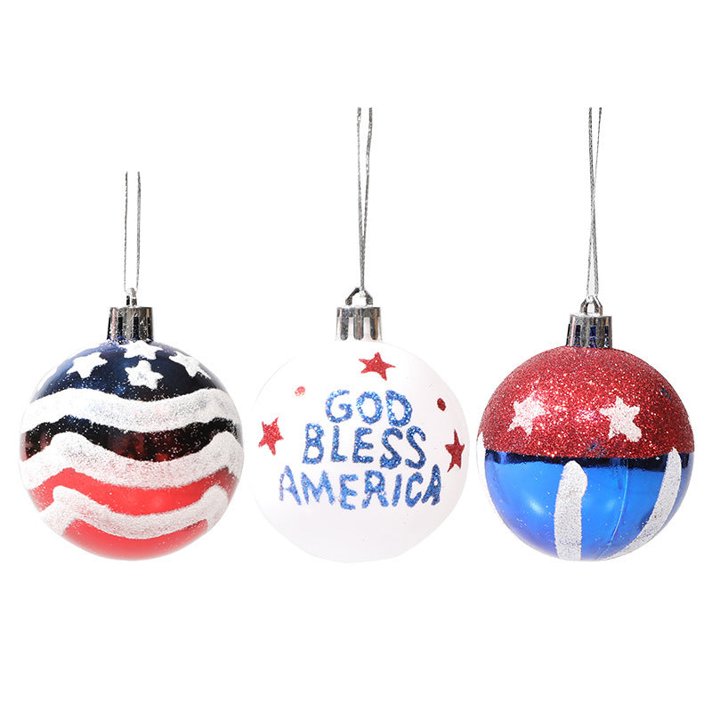 American Independence Day Christmas Plastic Balls Christmas Tree Decoration Hand drawn Ball Set