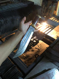 Custom Handmade Damascus Steel Crocodile Dundee Bowie Knife with Brass Guard Handle - 16”