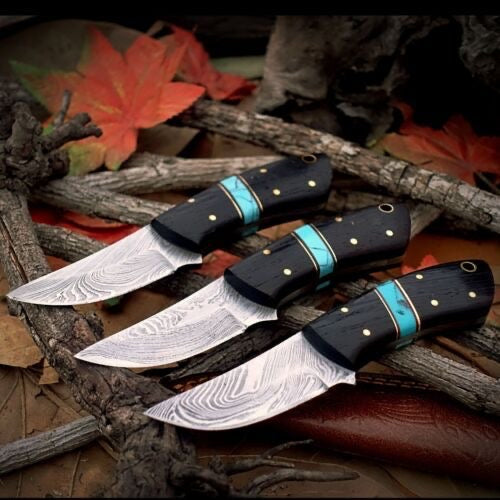 Hand Forged Damascus Steel Hunting Mini Fixed Blade Knife