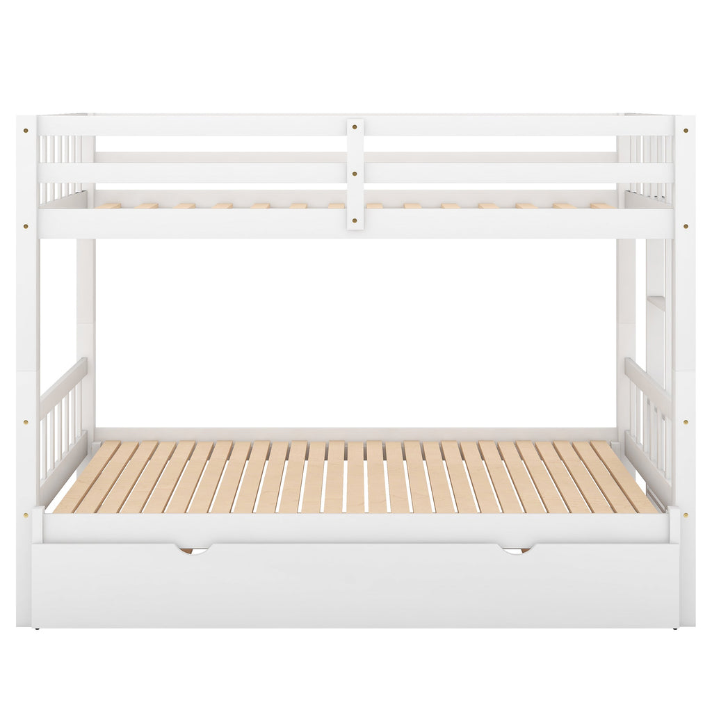 Twin over Pull-out Bunk Bed with Trundle  White
