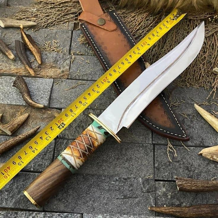 Custom Handmade J2 Steel Bowie Knife with Rosewood, Bone, and Brass Guard Handle - 16" Overall Length