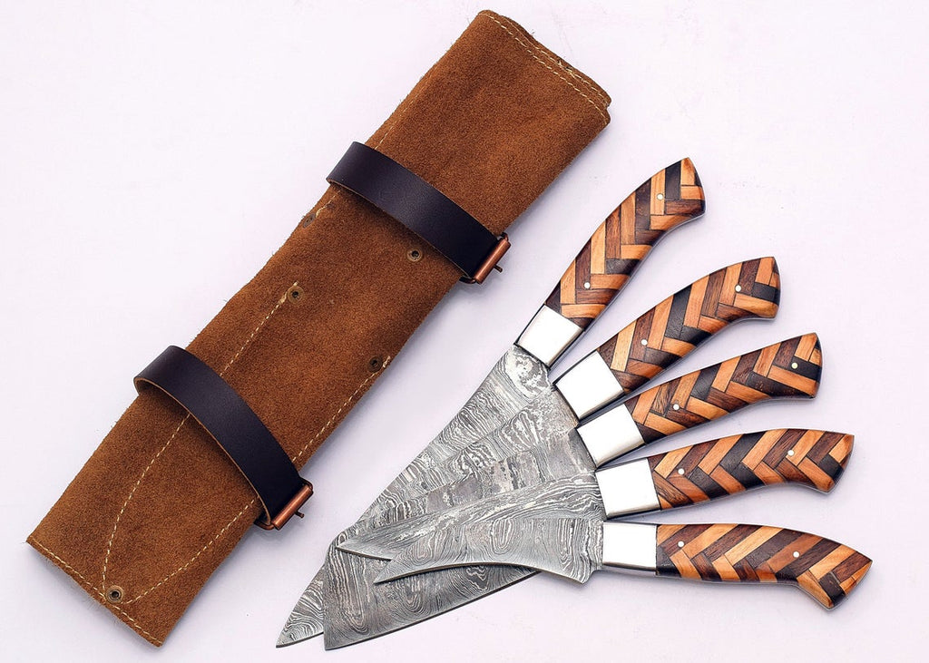 Custom Handmade Damascus Chef Knife Set - 8” to 13” Blades