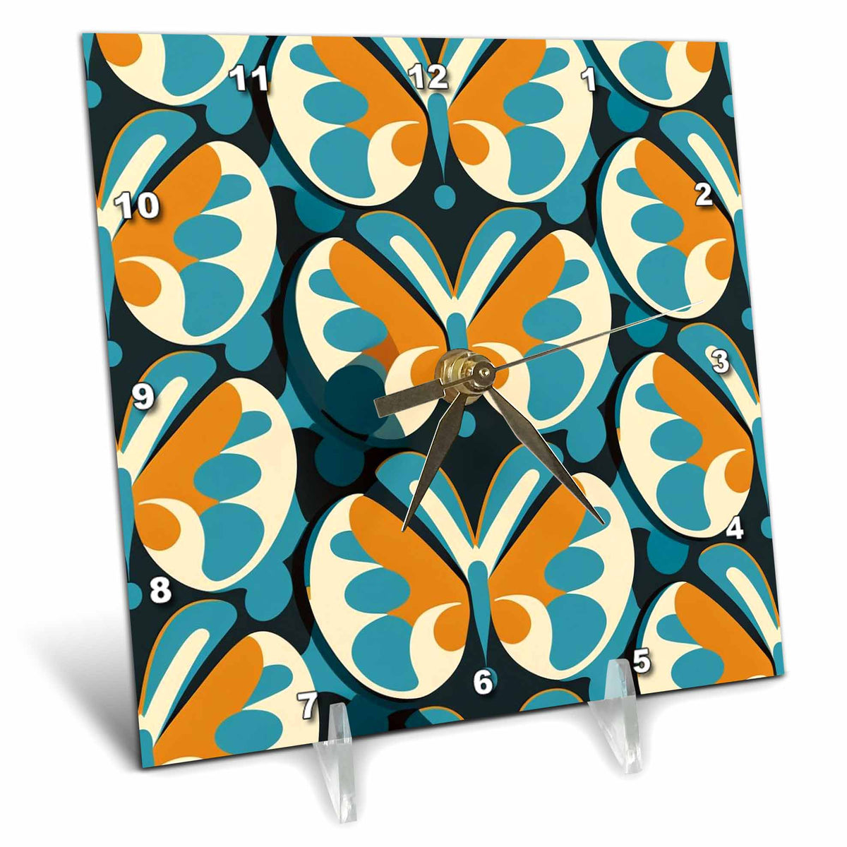 Desk Clock - Mid-Century Modern Butterfly Pattern Craftsman Studios - Mid-Century Modern