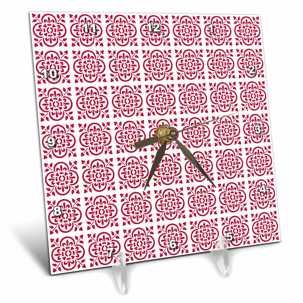 Desk Clock - Art Deco Style Repeat Pattern Chartreuse Pale Pink Digital Art - Circle Pattern