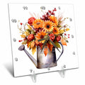 Desk Clock - Pretty Watering Can Full Of Fall Flowers Illustration Illustrations