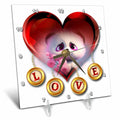 Desk Clock - A sweet white cuddly bear with hearts Adorable Animals