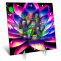 Desk Clock - Abstract bright colors and cat art Cats