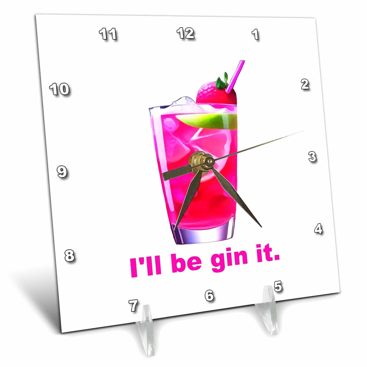 Desk Clock - I Will Be Gin It Fun Shakespeare Quote Vector Art - Gin Lover Humor