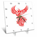 Desk Clock - Mythical Phoenix Creature In Flight Artistic Illustration Red Vector Art - Mythical Phoenix Creature