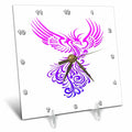 Desk Clock - Rising From The Ashes Artistic Phoenix Pink Through Lilac Vector Art - Mythical Phoenix Creature