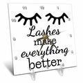 Desk Clock - Text of Lashes make everything Better 3dRose Mary Aikeen- Salon