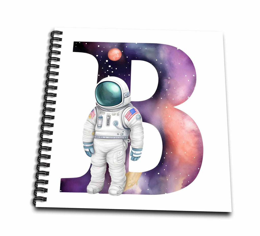 3dRose Anne Marie Baugh - Monograms - Cute Astronaut Monogram Initial B - Drawing Books (db-382444)