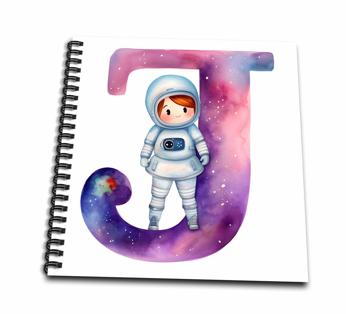 3dRose Anne Marie Baugh - Monograms - Cute Astronaut Monogram Initial J - Drawing Books (db-382450)