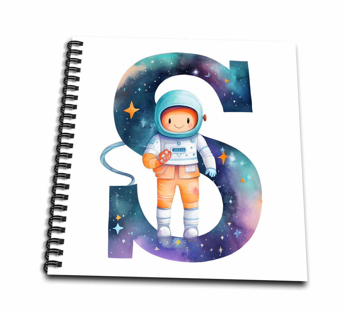 3dRose Anne Marie Baugh - Monograms - Cute Astronaut Monogram Initial S - Drawing Books (db-382457)