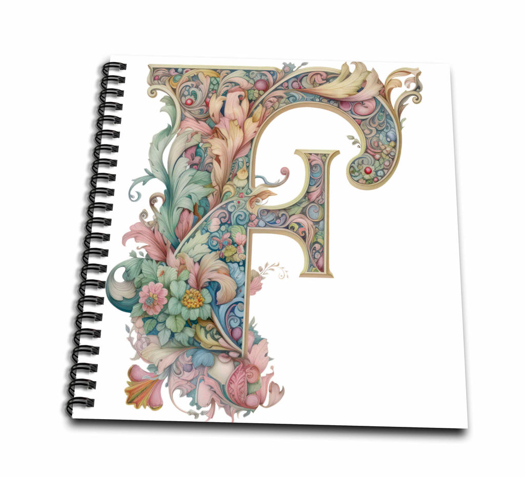 3dRose Fancy Floral Flourish Monogram Initial F - Drawing Books (db-382467)