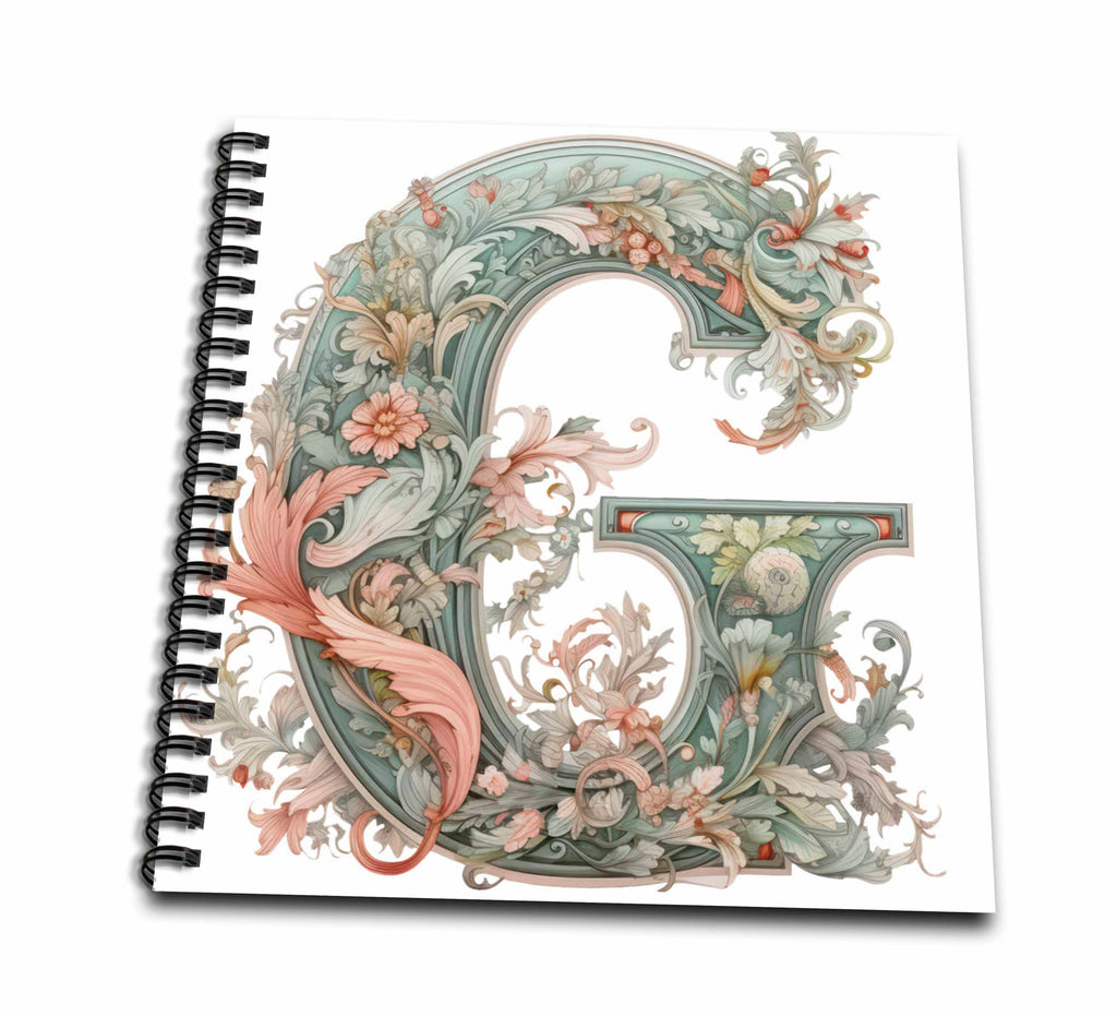 3dRose Fancy Floral Flourish Monogram Initial G - Drawing Books (db-382468)