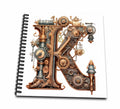 3dRose Anne Marie Baugh - Monograms - Steampunk Monogram Initial K - Drawing Books (db-382511)