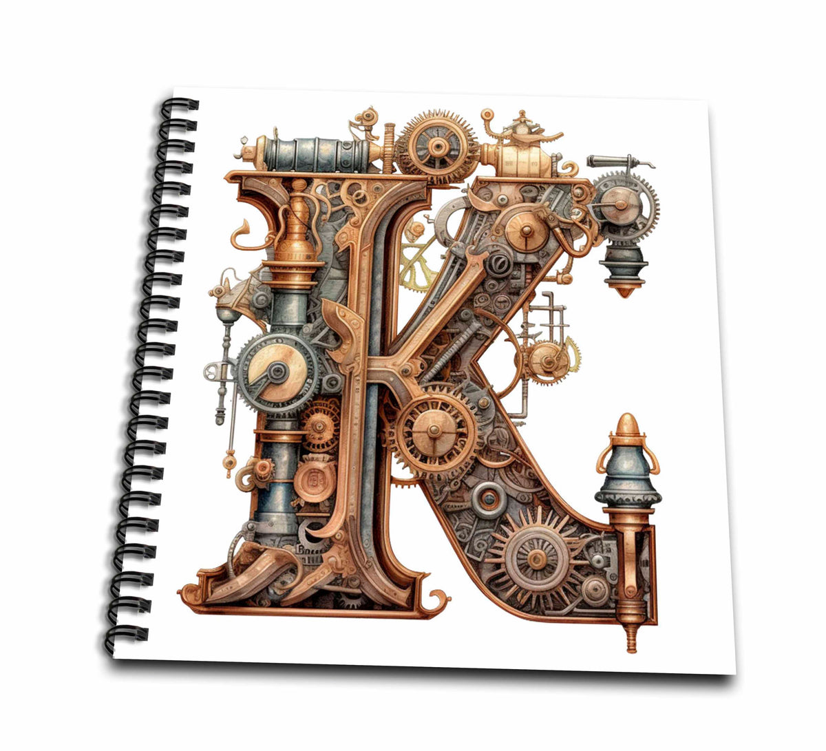 3dRose Anne Marie Baugh - Monograms - Steampunk Monogram Initial K - Drawing Books (db-382511)