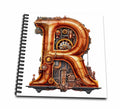 3dRose Anne Marie Baugh - Monograms - Steampunk Monogram Initial R - Drawing Books (db-382516)