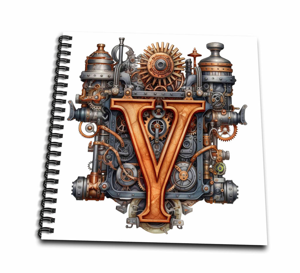 3dRose Anne Marie Baugh - Monograms - Steampunk Monogram Initial Y - Drawing Books (db-382521)