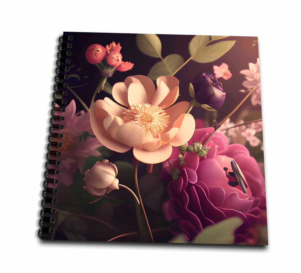 3dRose Modern Peach and Pink Flower Background - Drawing Books (db-382816)