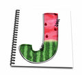 3dRose Anne Marie Baugh - Monograms - Cute Watermelon Monogram J - Drawing Books (db-383094)