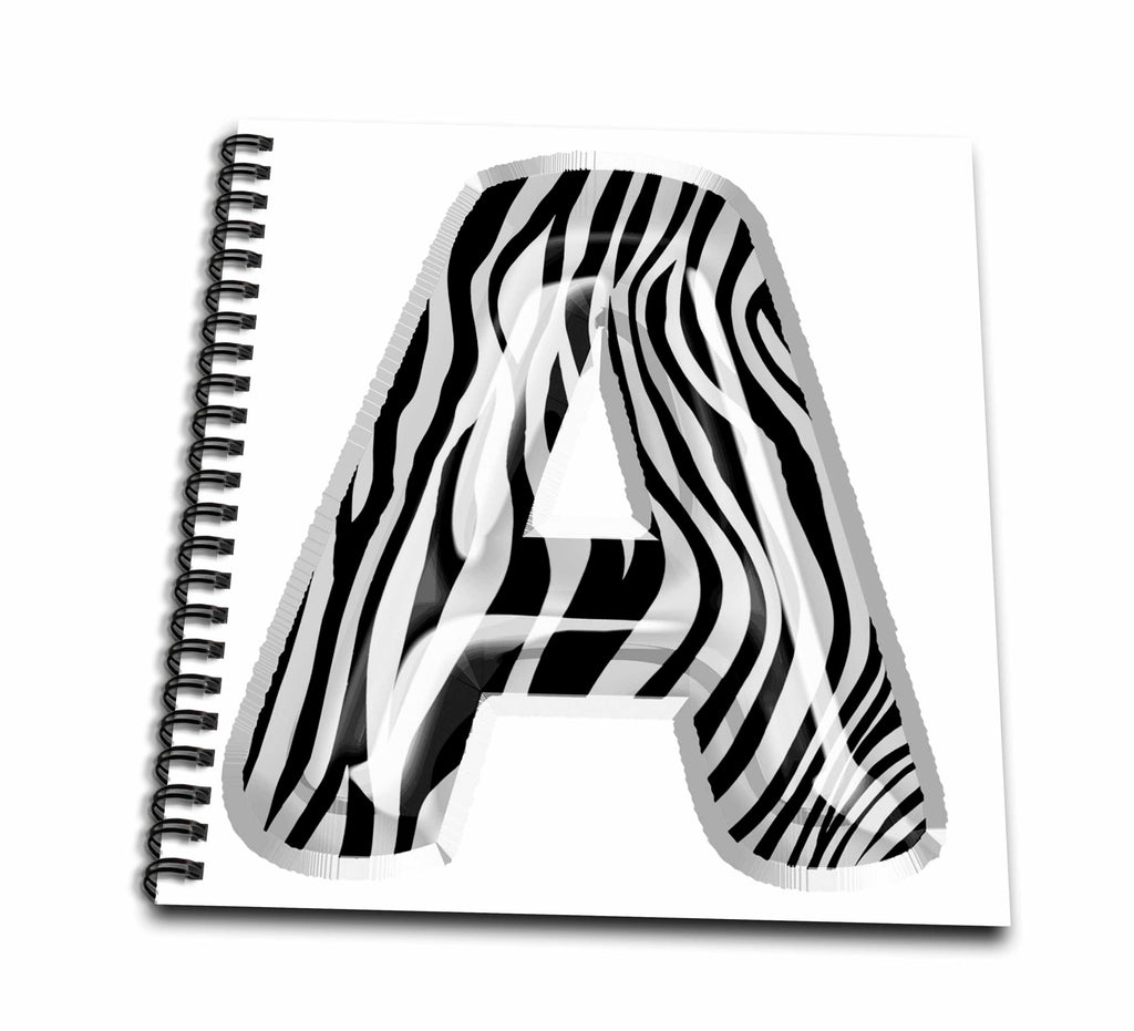 3dRose Zebra Patterned Image of Balloon Monogram A - Drawing Books (db-383107)