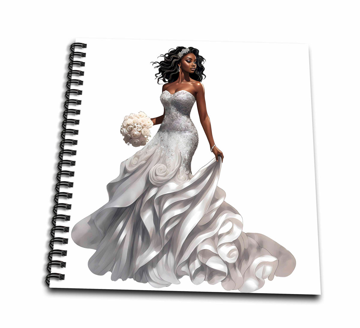 3dRose Beautiful Black Bride Illustration - Drawing Books (db-383256)