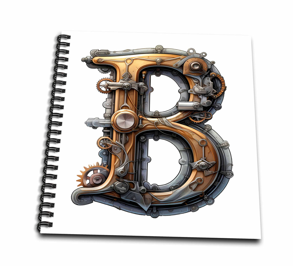 3dRose Steampunk Image of Metal Monogram Initial B - Drawing Books (db-383790)