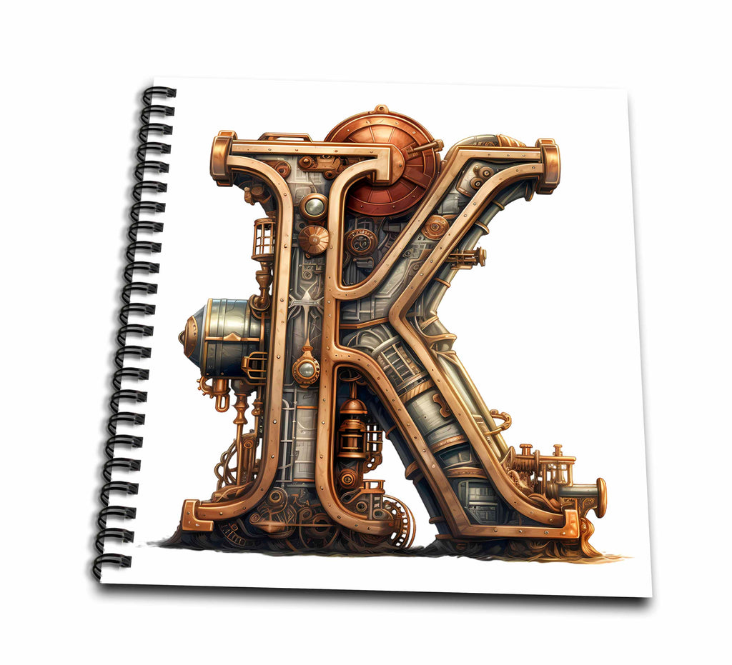 3dRose Steampunk Image of Metal Monogram Initial K - Drawing Books (db-383797)