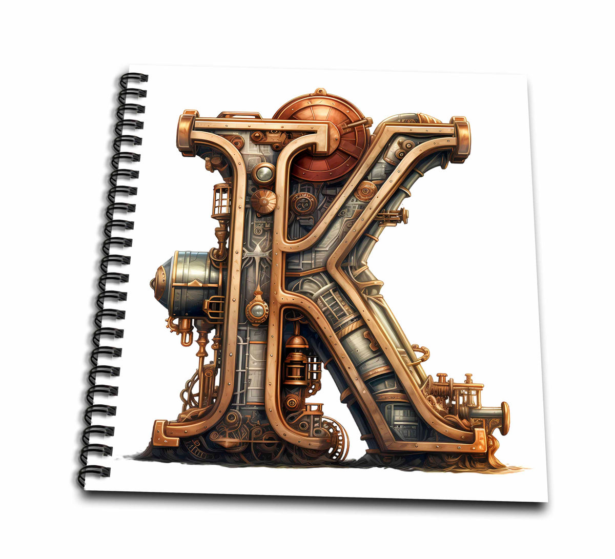 3dRose Steampunk Image of Metal Monogram Initial K - Drawing Books (db-383797)