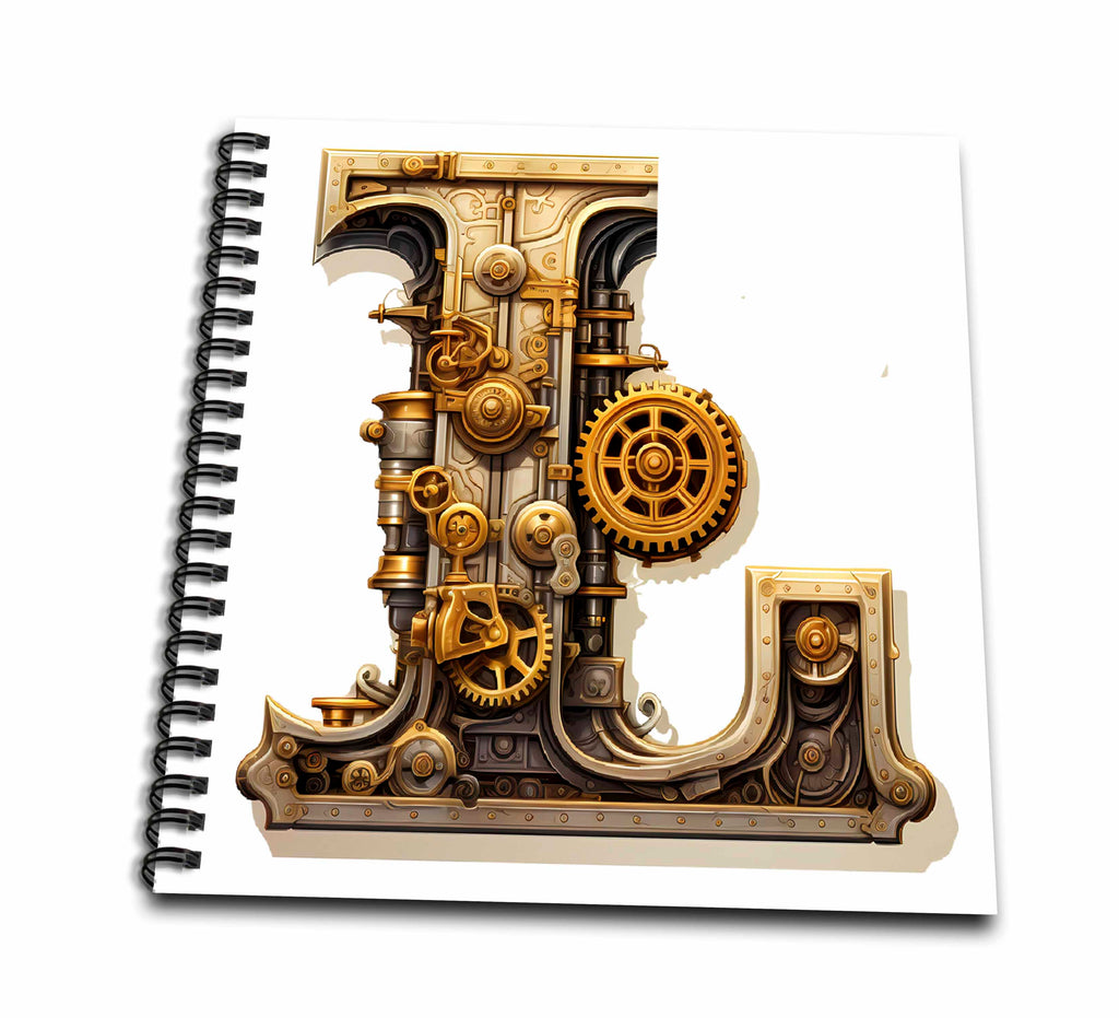 3dRose Steampunk Image of Metal Monogram Initial L - Drawing Books (db-383798)