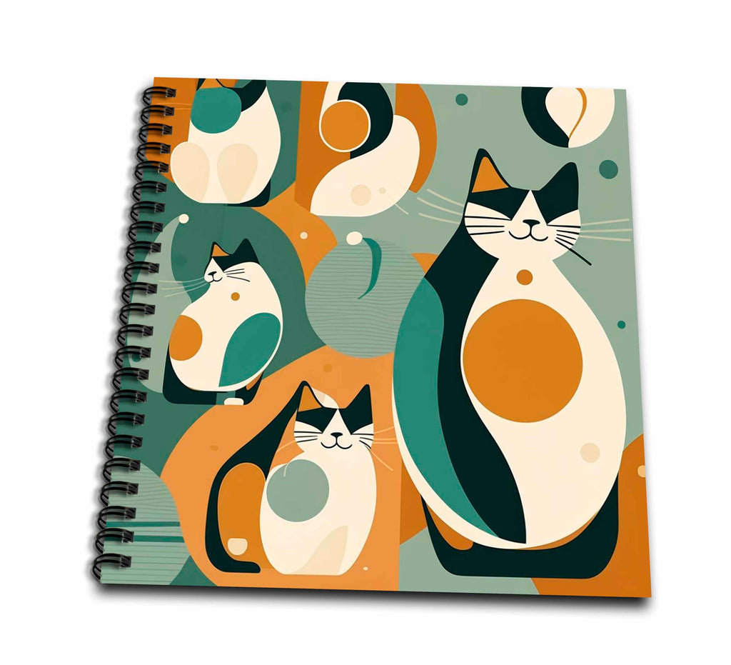 3dRose Mid-Century Modern Cats - Drawing Books (db-383883)