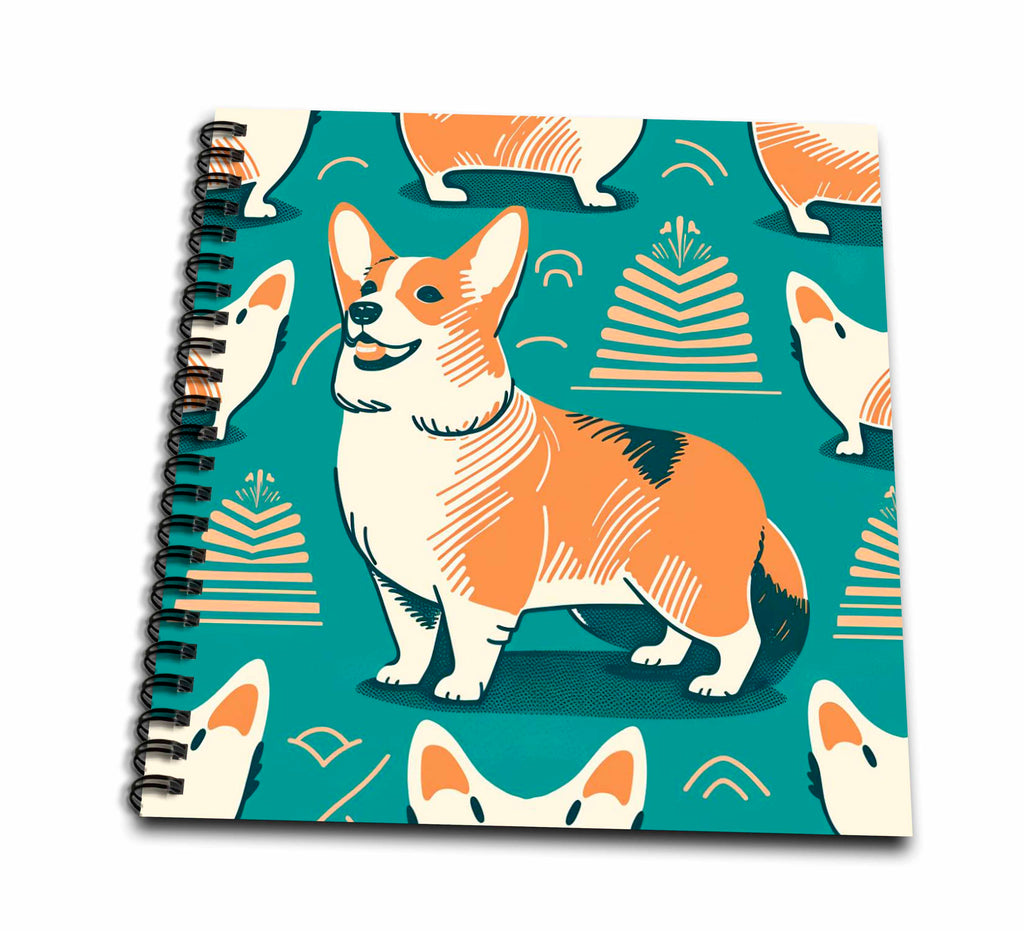 3dRose Mid-Century Modern Corgi - Drawing Books (db-383884)