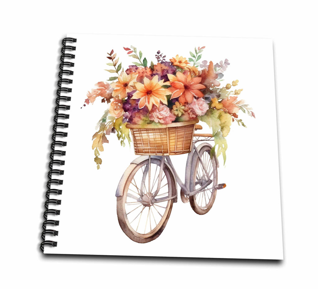 3dRose Fall Floral Basket Bicycle Illustration - Drawing Books (db-384086)
