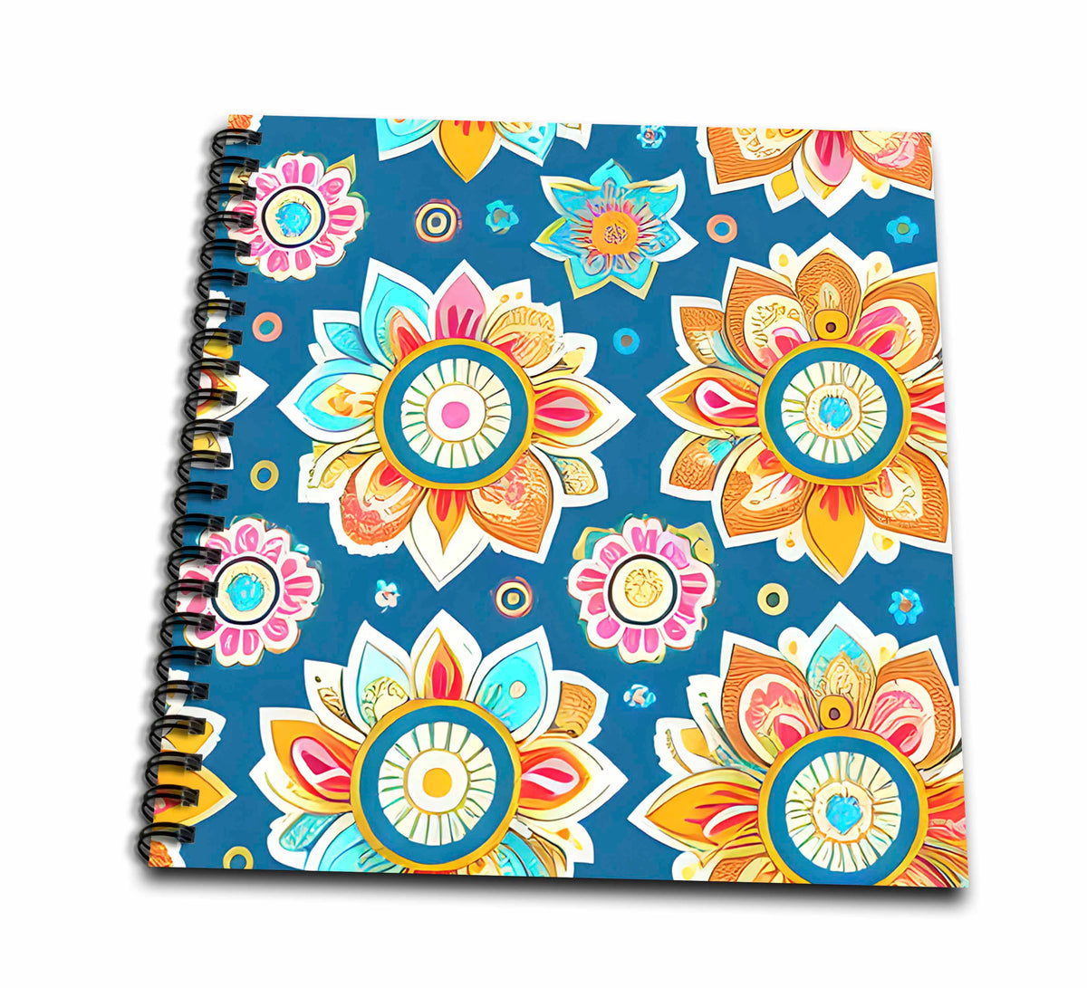 3dRose Bright and Colorful Boho Flower Background - Drawing Books (db-384199)