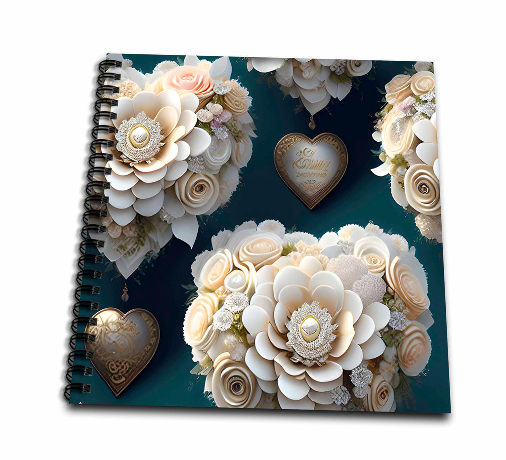 3dRose Backgrounds - Anne Marie Baugh - Flower Hearts Background - Drawing Books (db-384236)