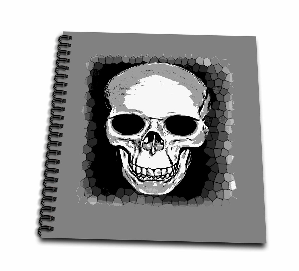 3dRose Vector Skull Cranium with Grungy Geometric Background - Drawing Books (db-384907)