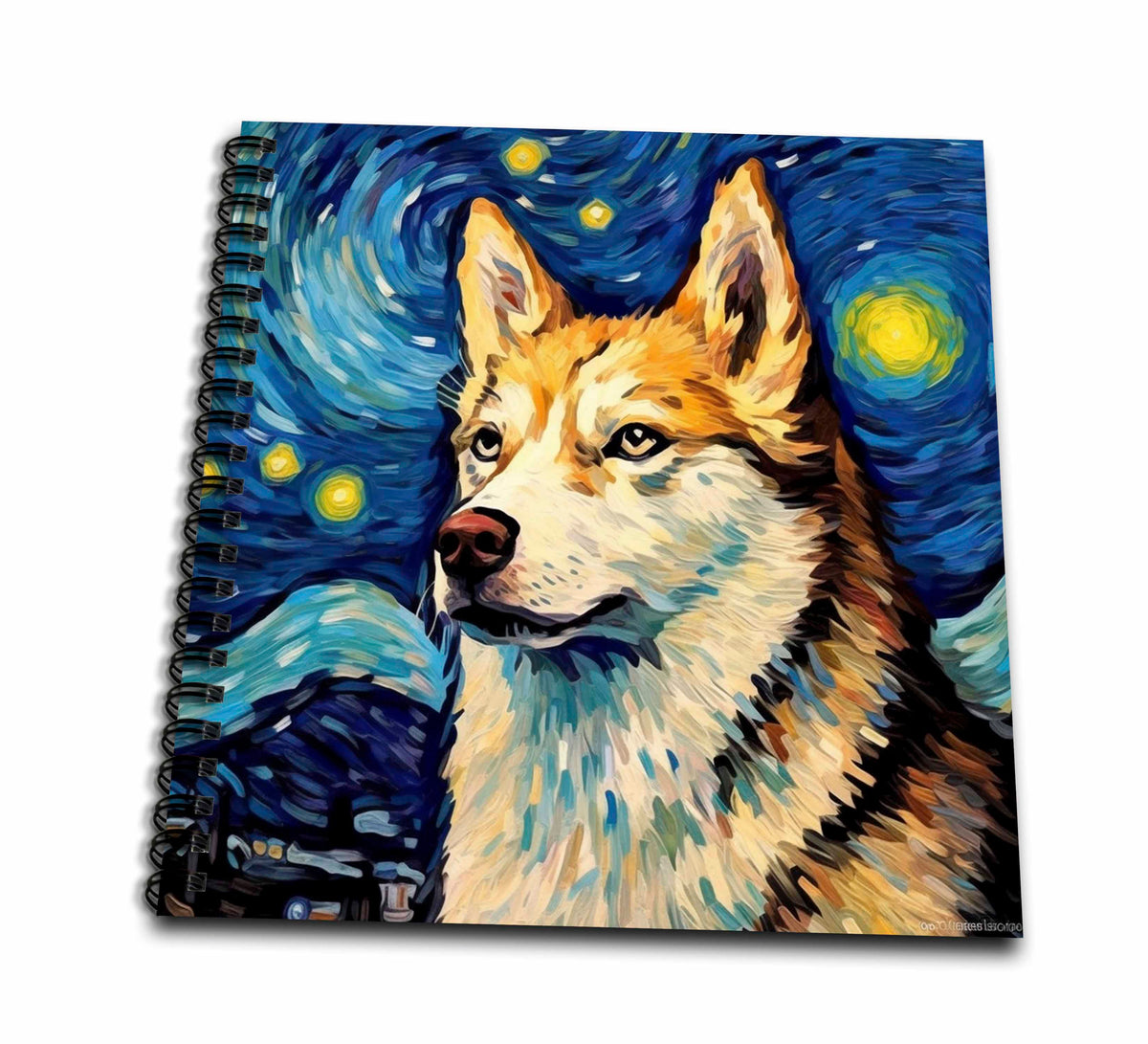 3dRose Siberian Husky Portrait in Post-Impressionism Style - Drawing Books (db-385168)