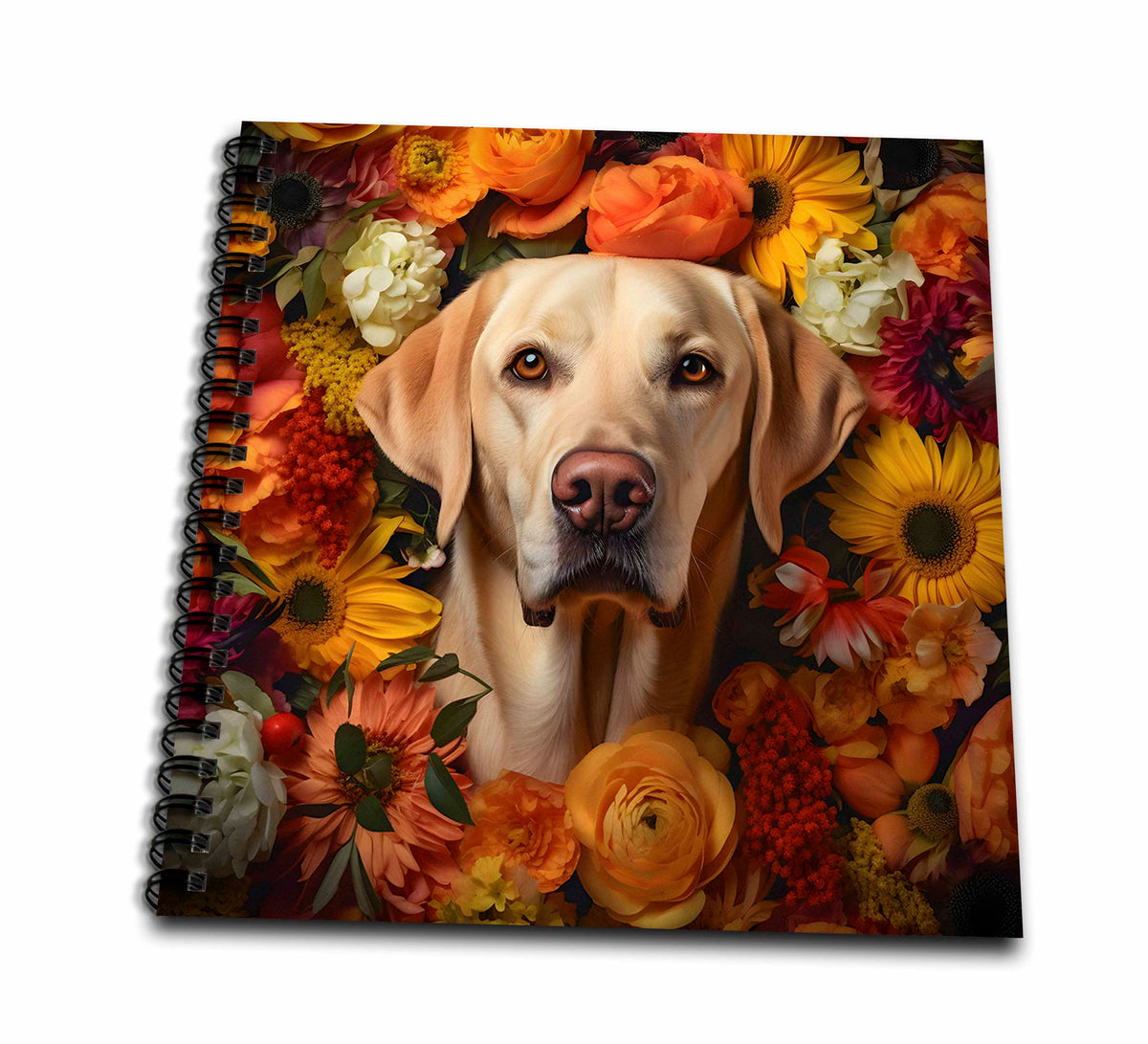 3dRose Labrador Retriever with Floral Background - Drawing Books (db-385175)
