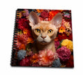 3dRose CR Media - Illustrations - Devon Rex cat with Floral Background - Drawing Books (db-385186)